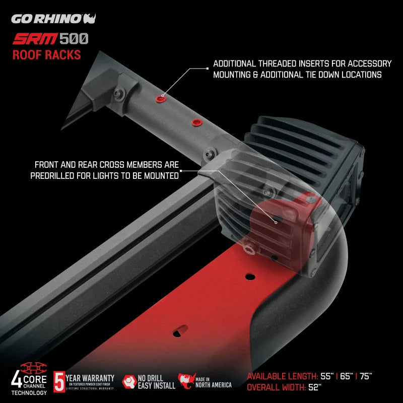 Go Rhino SRM 500 Roof Rack - 55in - Back View