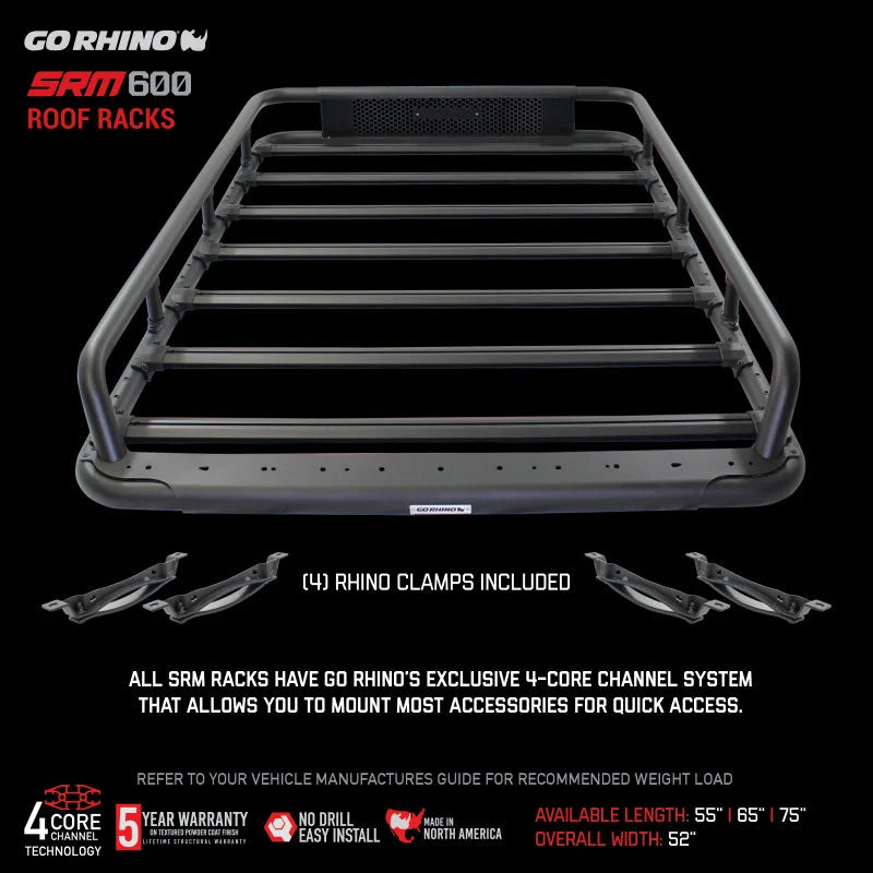 Go Rhino SRM 600 Basket Style Roof Rack 55in. - Tex. Blk - Additional View 8