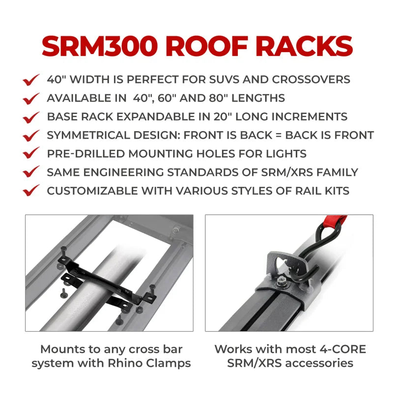 Go Rhino SRM300 Dual Rail Kit (For 80x40in. Rack) - Tex. Blk (Rails ONLY - Req. Platform) - Side View