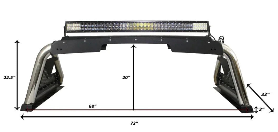 Go Rhino 14-19 Chevy 1500 LD (Classic) Sport Bar 2.0 Complete Kit w/Sport Bar+Retractable Light Mnt - Side View