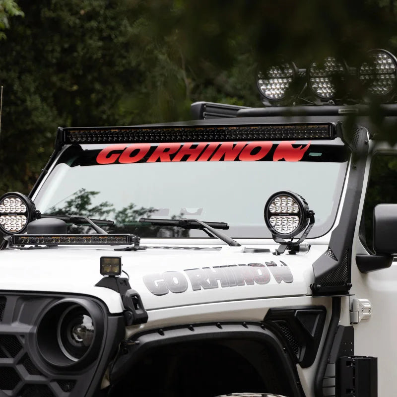 Go Rhino Universal Blackout Combo Series 50in Double Row LED Light Bar w/ Amber Lighting - Black - Side View