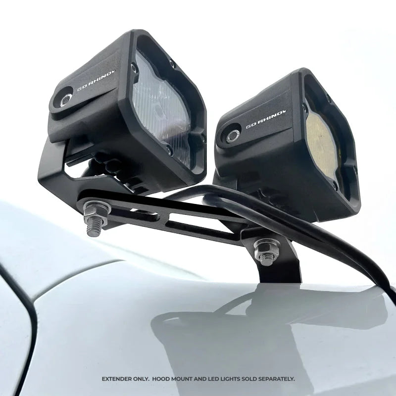 Go Rhino Universal XE Hood Hinge Cube Light Mount - Side View
