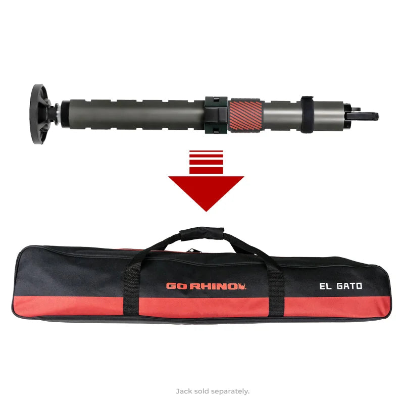 Go Rhino XVenture Gear El Gato EG1 Hydraulic Jack Bag - Black/Red Nylon - Installation View