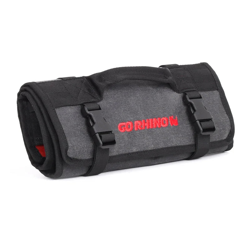 Go Rhino XVenture Gear Tool Roll - Small (4x4in. Closed) 12oz Waxed Canvas - Black - Main Product View