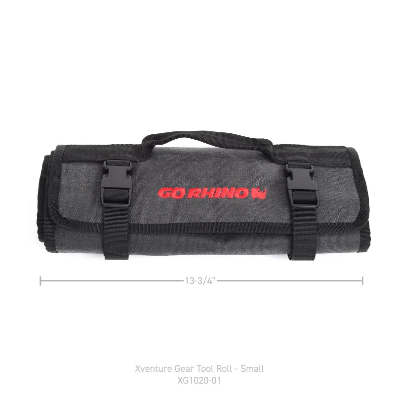 Go Rhino XVenture Gear Tool Roll - Small (4x4in. Closed) 12oz Waxed Canvas - Black - Side View