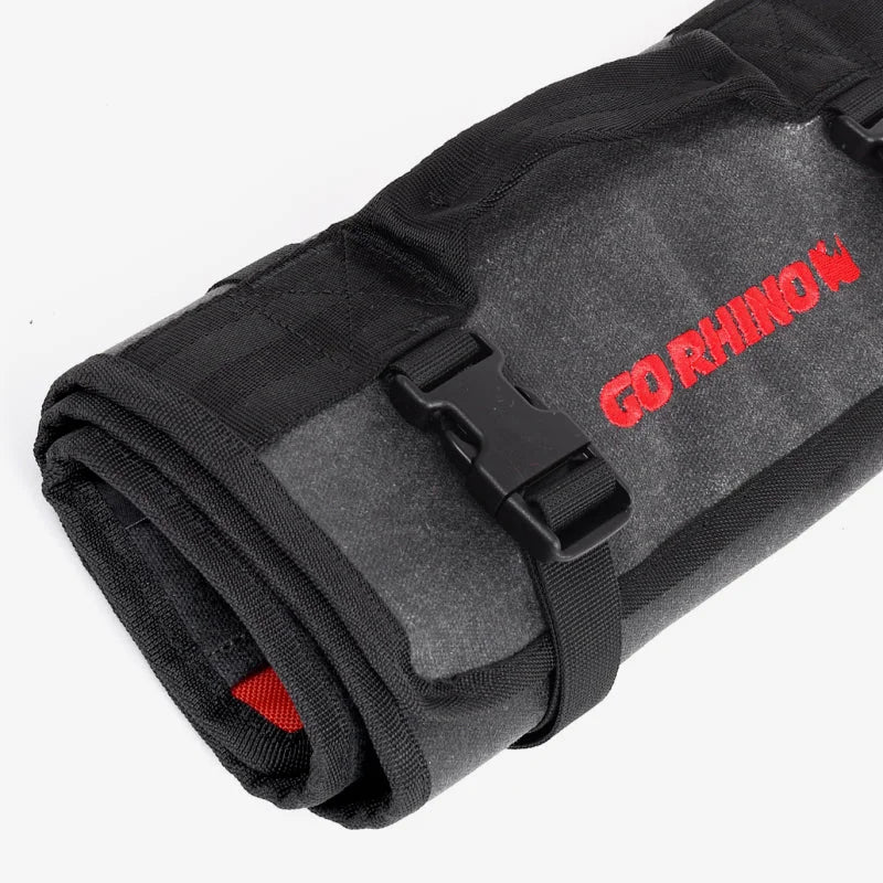 Go Rhino XVenture Gear Tool Roll - Small (4x4in. Closed) 12oz Waxed Canvas - Black - Installation View