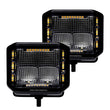 Load image into Gallery viewer, Go Rhino Xplor Blackout Combo Series Cube Sideline LED Flood Lights w/Amber 4x3 - Blk (Pair) - Main Product View
