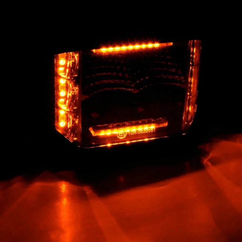 Go Rhino Xplor Blackout Combo Series Cube Sideline LED Flood Lights w/Amber 4x3 - Blk (Pair) - Back View