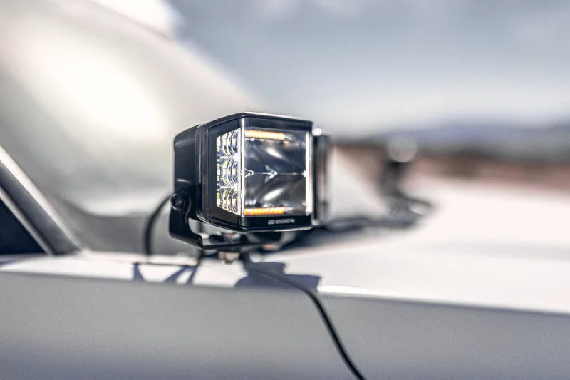 Go Rhino Xplor Blackout Combo Series Cube Sideline LED Spot Lights w/ Amber 4x3 - Blk (Pair) - Additional View 7