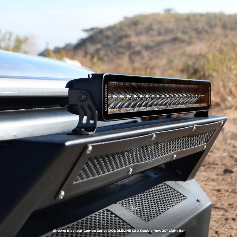 Go Rhino Xplor Blackout Combo Series Dbl Row LED Light Bar w/Amber (Side/Track Mount) 21.5in. - Blk - Side View