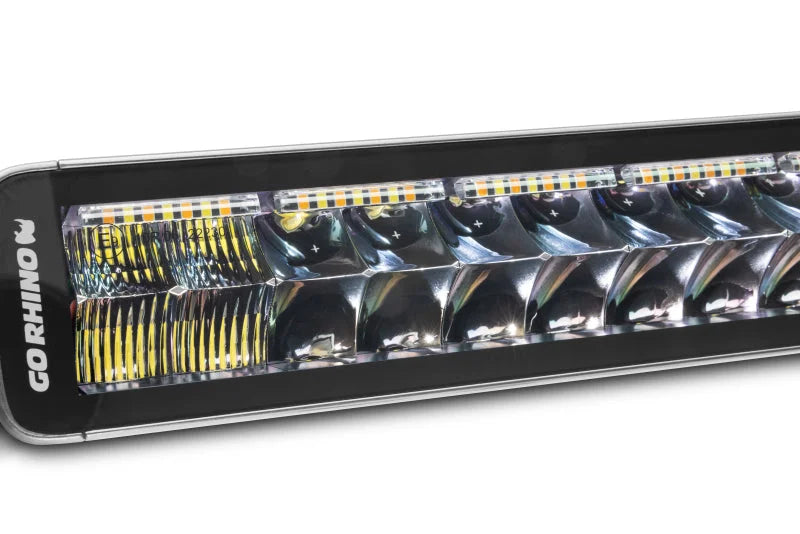 Go Rhino Xplor Blackout Combo Series Dbl Row LED Light Bar w/Amber (Side/Track Mount) 21.5in. - Blk - Installation View