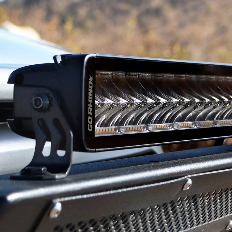 Go Rhino Xplor Blackout Combo Series Dbl Row LED Light Bar w/Amber (Side/Track Mount) 40in. - Blk - Side View