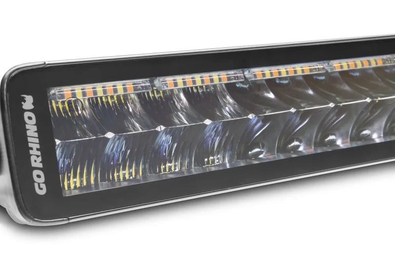 Go Rhino Xplor Blackout Combo Series Dbl Row LED Light Bar w/Amber (Side/Track Mount) 40in. - Blk - Installation View