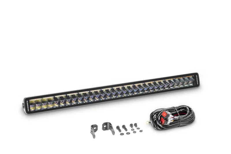 Go Rhino Xplor Blackout Combo Series Dbl Row LED Light Bar w/Amber (Side/Track Mount) 32in. - Blk - Additional View 9