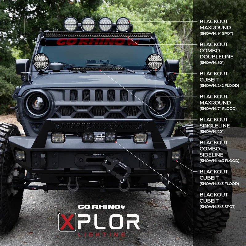 Go Rhino Xplor Blackout Combo Series Sgl Row LED Light Bar w/Amber (Side/Track Mount) 39.5in. - Blk - Additional View 7