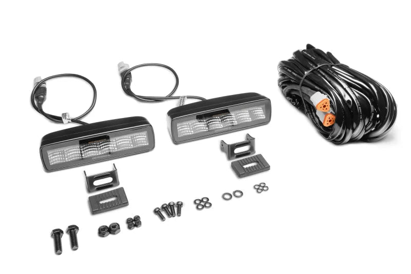 Go Rhino Xplor Blackout Combo Series Sixline LED Flood Lights w/Amber (Surface Mount) - Blk (Pair) - Additional View 8