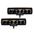 Load image into Gallery viewer, Go Rhino Xplor Blackout Combo Series Sixline LED Spot Lights w/Amber (Surface Mount) - Blk (Pair) - Main Product View