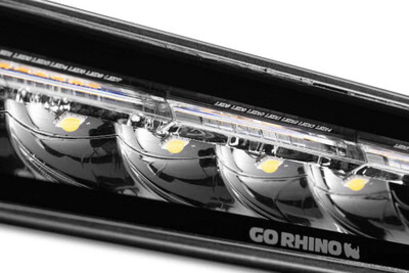 Go Rhino Xplor Blackout Combo Series Sixline LED Spot Lights w/Amber (Surface Mount) - Blk (Pair) - Side View