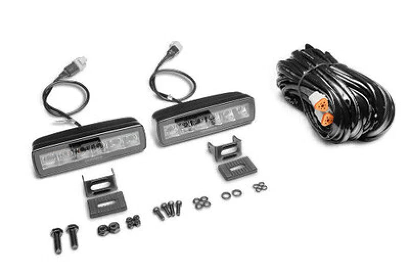 Go Rhino Xplor Blackout Combo Series Sixline LED Spot Lights w/Amber (Surface Mount) - Blk (Pair) - Back View