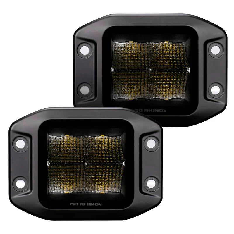 Go Rhino Xplor Blackout Series Cube LED Flood Light Kit (Flush Mount) 3x3 - Blk (Pair) - Main Product View