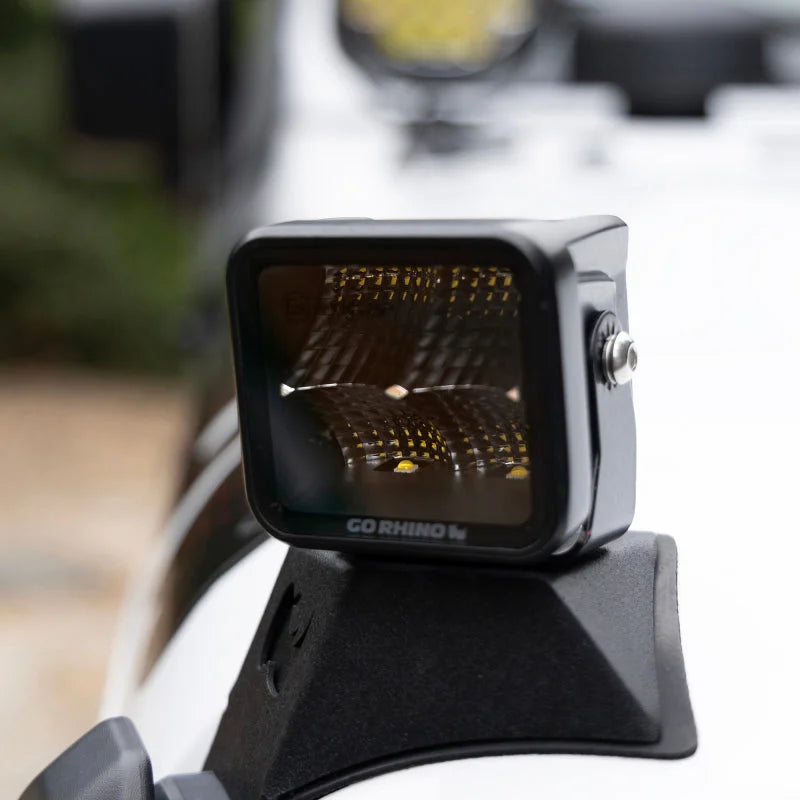 Go Rhino Xplor Blackout Series Cube LED Flood Light Kit (Surface/Threaded Stud Mnt) 2x2 - Blk (Pair) - Installation View
