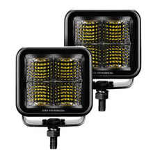 Load image into Gallery viewer, Go Rhino Xplor Blackout Series Cube LED Flood Light Kit (Surface/Threaded Stud Mnt) 3x3 - Blk (Pair) - Main Product View