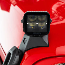 Load image into Gallery viewer, Go Rhino Xplor Blackout Series Cube LED Flood Light Kit (Surface/Threaded Stud Mnt) 3x3 - Blk (Pair) - Side View