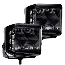 Load image into Gallery viewer, Go Rhino Xplor Blackout Series Cube LED Sideline Flood Light Kit (Surface Mount) 4x3 - Blk (Pair) - Main Product View