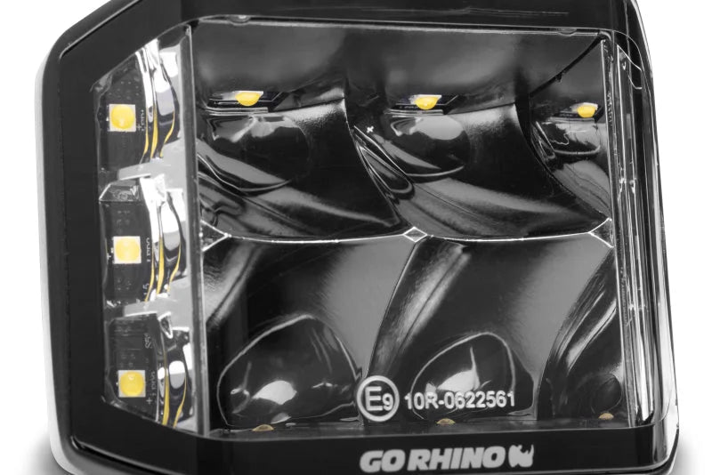 Go Rhino Xplor Blackout Series Cube LED Sideline Spot Light Kit (Surface Mount) 4x3 - Blk (Pair) - Main Product View