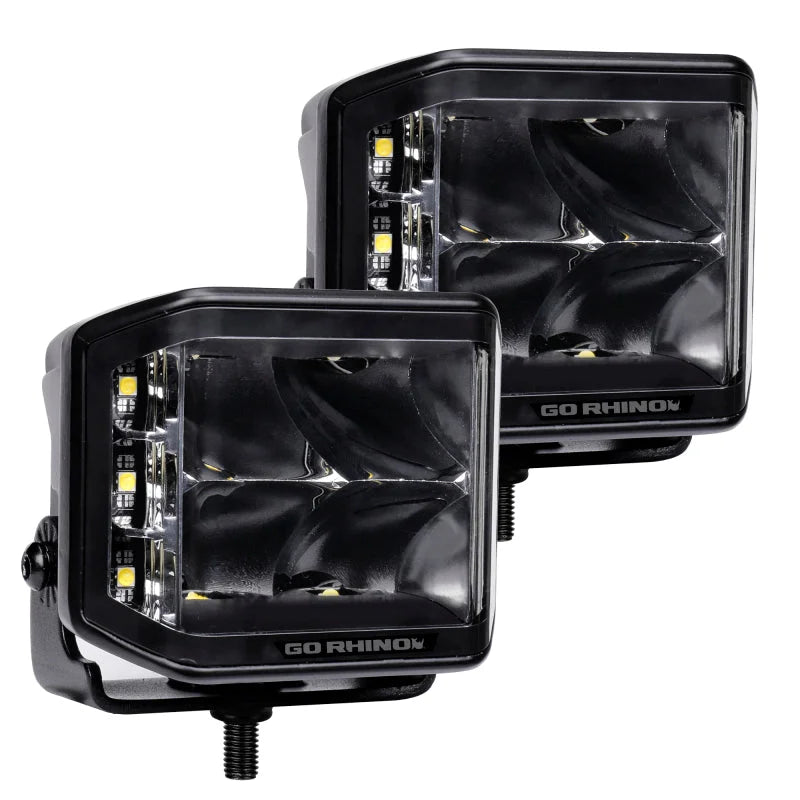 Go Rhino Xplor Blackout Series Cube LED Sideline Spot Light Kit (Surface Mount) 4x3 - Blk (Pair) - Additional View 8