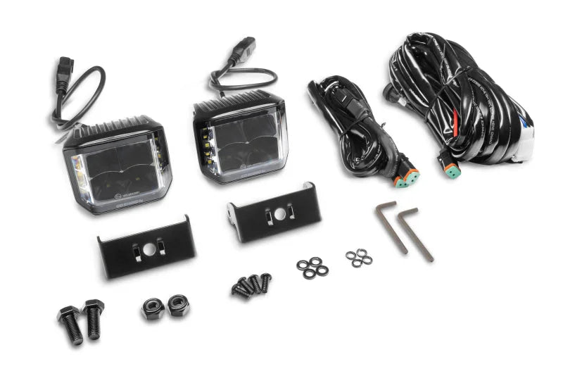 Go Rhino Xplor Blackout Series Cube LED Sideline Spot Light Kit (Surface Mount) 4x3 - Blk (Pair) - Additional View 11