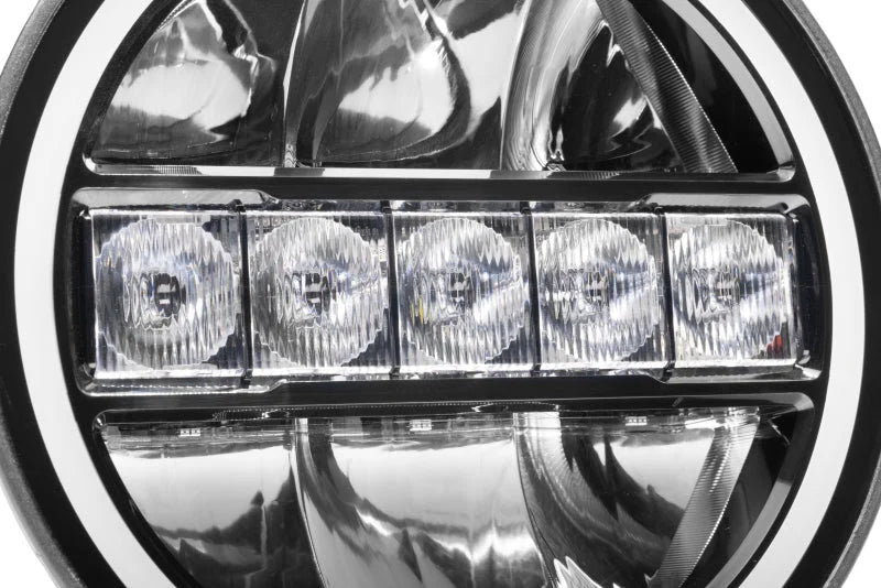 Go Rhino Xplor Blackout Series Maxline LED Hi/Low Beam w/Multi DRL (Surface Mount) 7in. - Blk - Side View