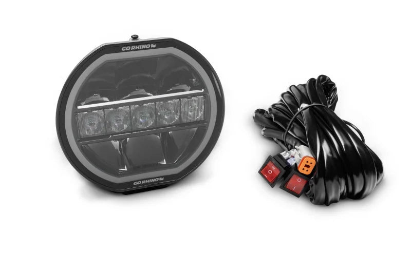 Go Rhino Xplor Blackout Series Maxline LED Hi/Low Beam w/Multi DRL (Surface Mount) 7in. - Blk - Additional View 9