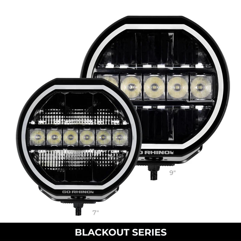 Go Rhino Xplor Blackout Series Maxline LED Hi/Low Beam w/Multi DRL (Surface Mount) 9in. - Blk - Side View