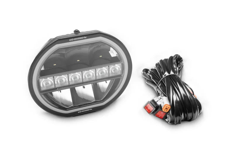 Go Rhino Xplor Blackout Series Maxline LED Hi/Low Beam w/Multi DRL (Surface Mount) 9in. - Blk - Back View