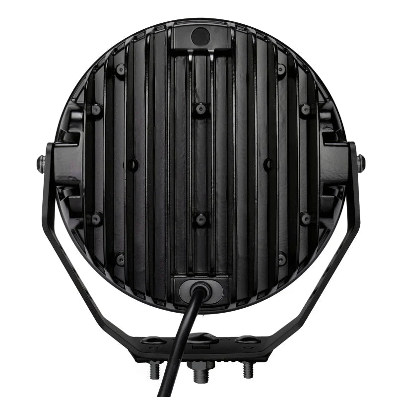 Go Rhino Xplor Blackout Series Round LED Sgl Driving Kit w/DRL (Surface/Thread Stud Mnt) 9in. - Blk - Additional View 5
