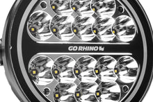 Load image into Gallery viewer, Go Rhino Xplor Blackout Series Round LED Spot Light Beam w/DRL (Surface/Thread Stud Mnt) 7in. - Blk - Side View