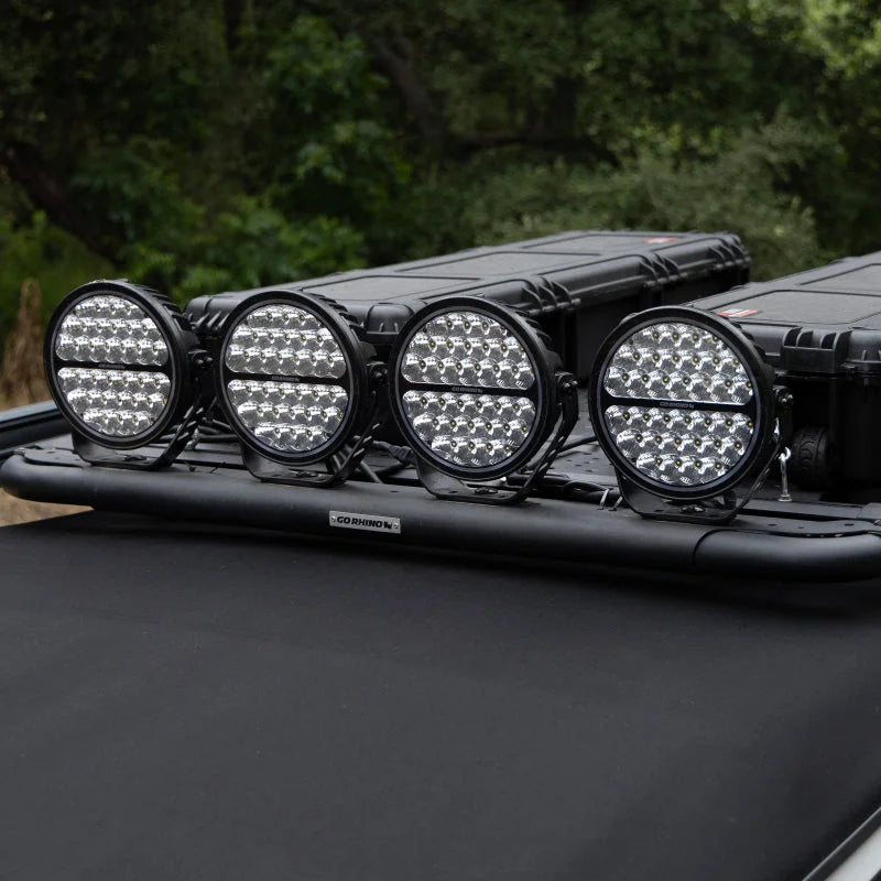 Go Rhino Xplor Blackout Series Round Single LED Spot Light Kit w/DRL (Surface Mount) 9in. - Blk - Additional View 5