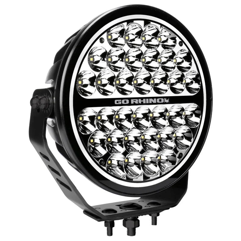 Go Rhino Xplor Blackout Series Round Single LED Spot Light Kit w/DRL (Surface Mount) 9in. - Blk - Additional View 8