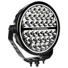 Load image into Gallery viewer, Go Rhino Xplor Blackout Series Round Single LED Spot Light Kit w/DRL (Surface Mount) 9in. - Blk - Additional View 8