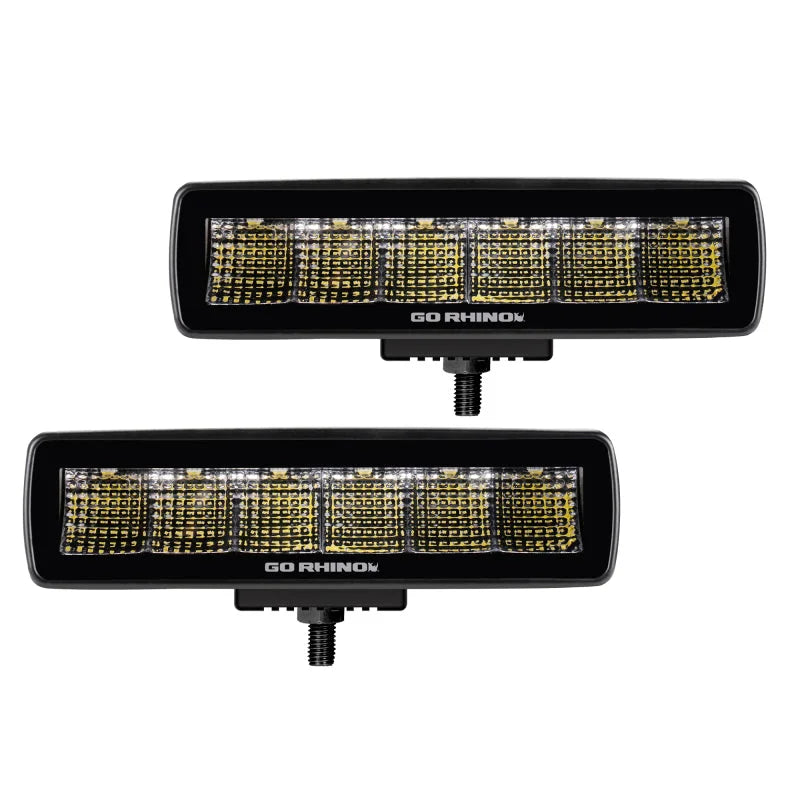 Go Rhino Xplor Blackout Series Sixline LED Flood Light Kit (Surface/Threaded Stud Mnt) - Blk (Pair) - Main Product View