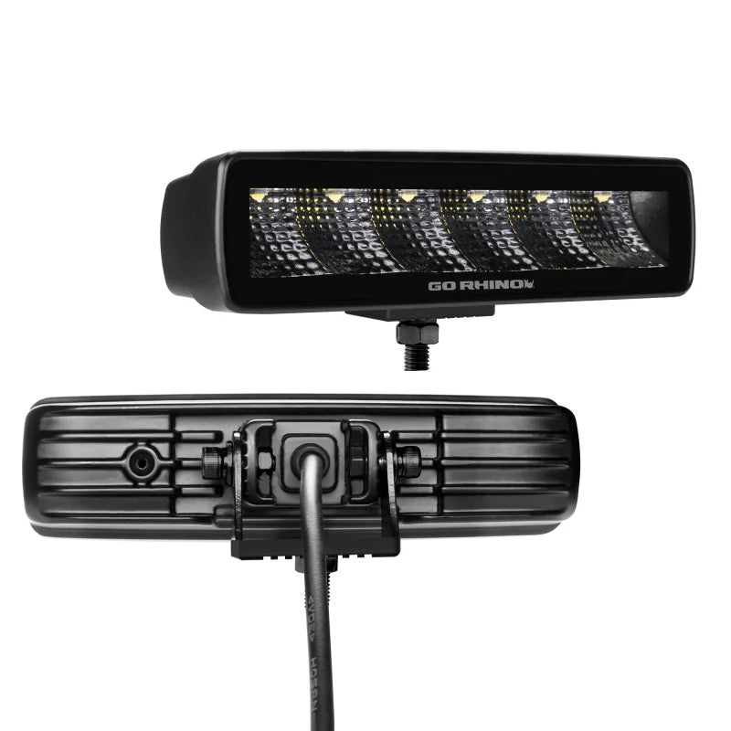 Go Rhino Xplor Blackout Series Sixline LED Flood Light Kit (Surface/Threaded Stud Mnt) - Blk (Pair) - Installation View