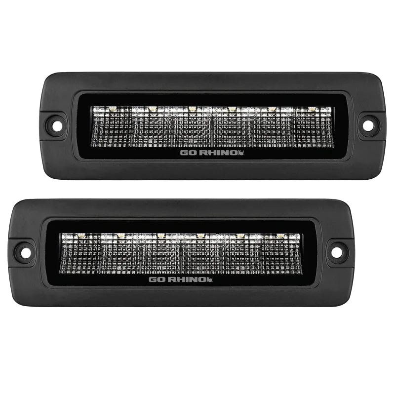 Go Rhino Xplor Blackout Series Sixline LED Flood Light Kit (Flush Mount) - Blk (Pair) - Main Product View