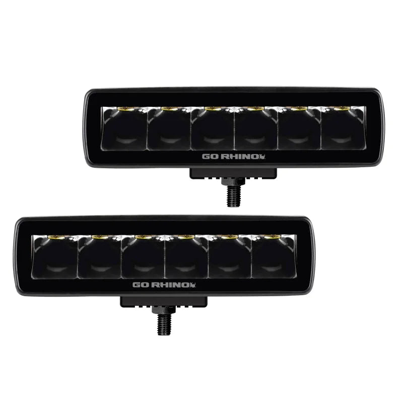 Go Rhino Xplor Blackout Series Sixline LED Spot Light Kit (Surface/Threaded Stud Mount) - Blk (Pair) - Main Product View