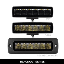 Load image into Gallery viewer, Go Rhino Xplor Blackout Series Sixline LED Spot Light Kit (Surface/Threaded Stud Mount) - Blk (Pair) - Side View