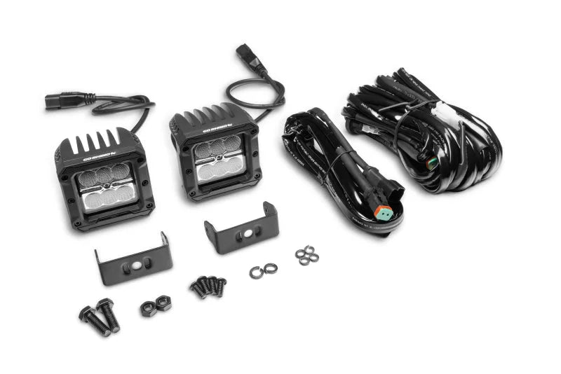 Go Rhino Xplor Bright Series Cube LED Flood Light Kit (Surface/Threaded Stud Mount) 3x3 - Blk (Pair) - Installation View