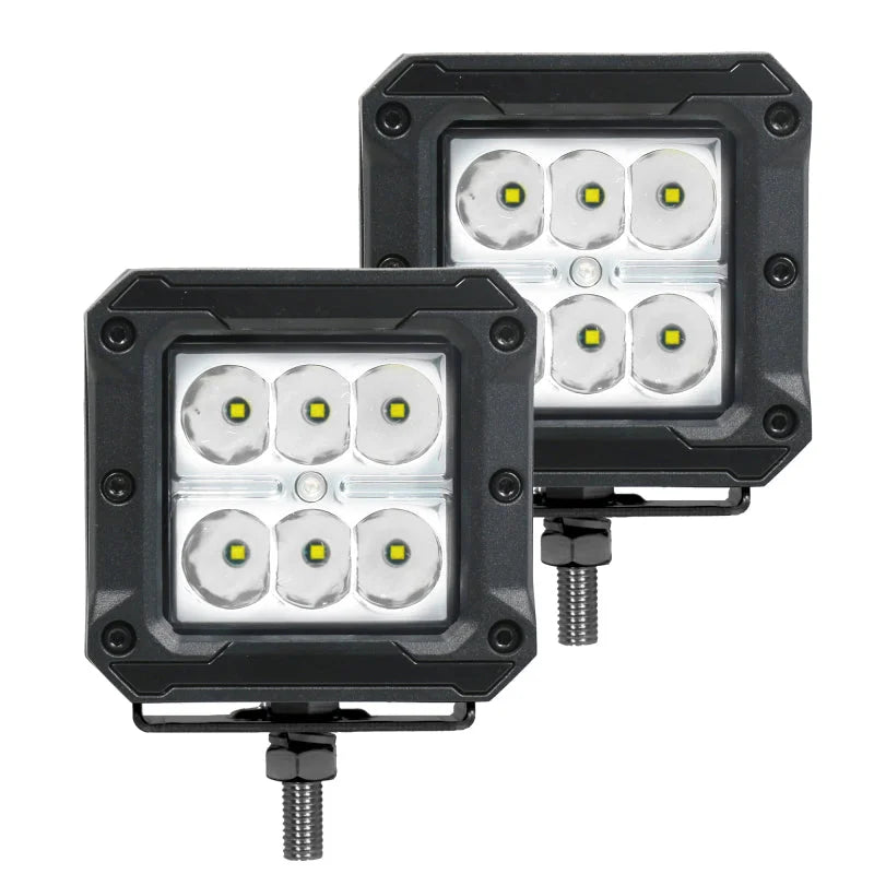 Go Rhino Xplor Bright Series Cube LED Spot Light Kit (Surface/Threaded Stud Mount) 3x3 - Blk (Pair) - Main Product View