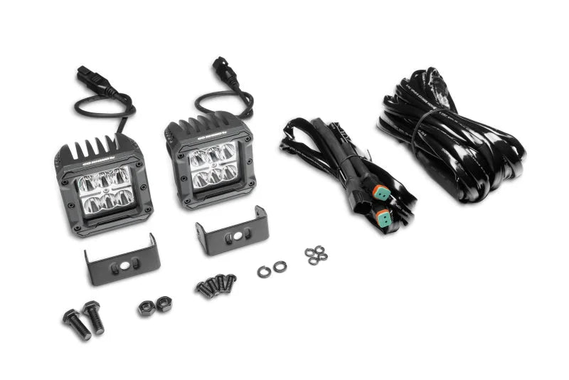 Go Rhino Xplor Bright Series Cube LED Spot Light Kit (Surface/Threaded Stud Mount) 3x3 - Blk (Pair) - Installation View