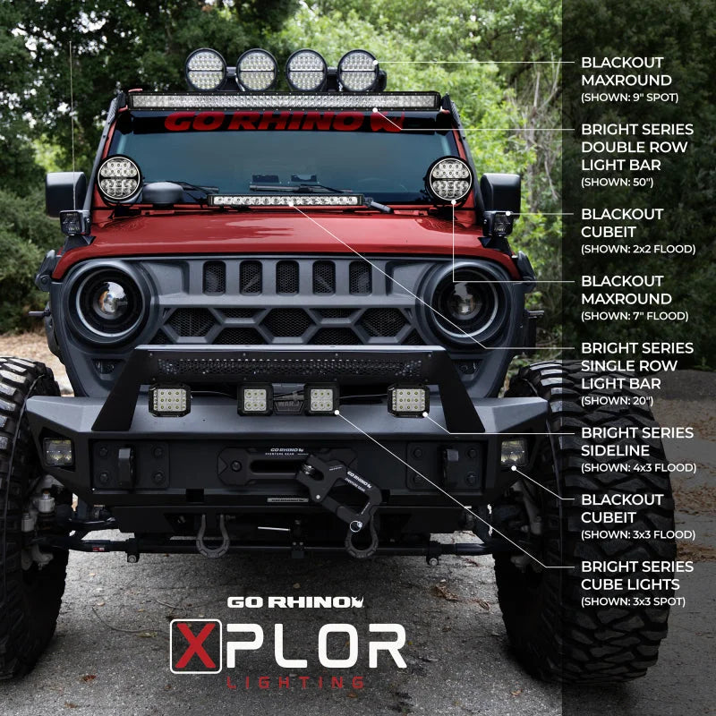 Go Rhino Xplor Bright Series Dbl Row LED Light Bar (Side/Track Mount) 50in. - Blk - Installation View