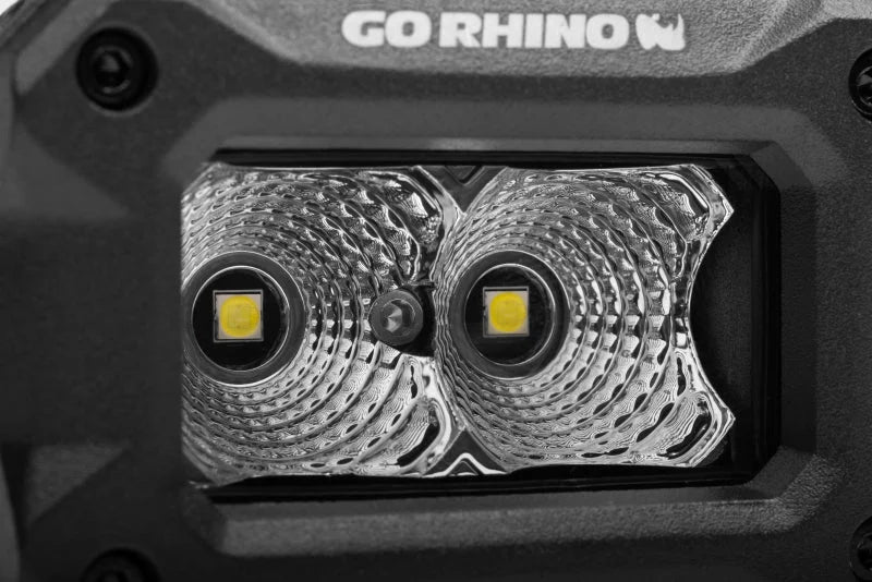 Go Rhino Xplor Bright Series Rectangle LED Flood Light Kit (Surface/Thread Std Mnt) 3x2 - Blk (Pair) - Side View